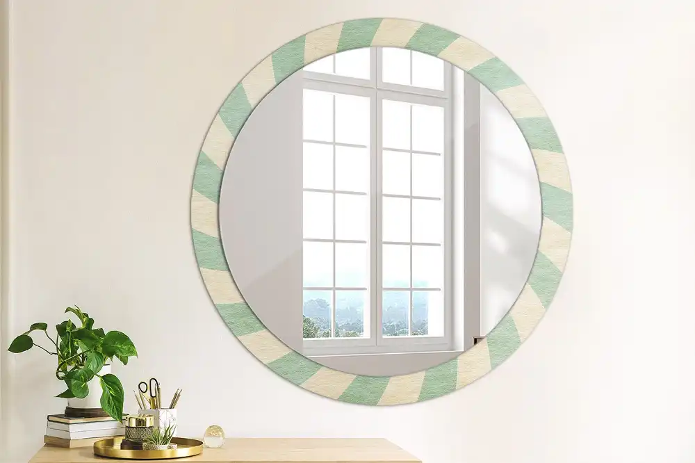 Round mirror frame with print Retro pastel pattern