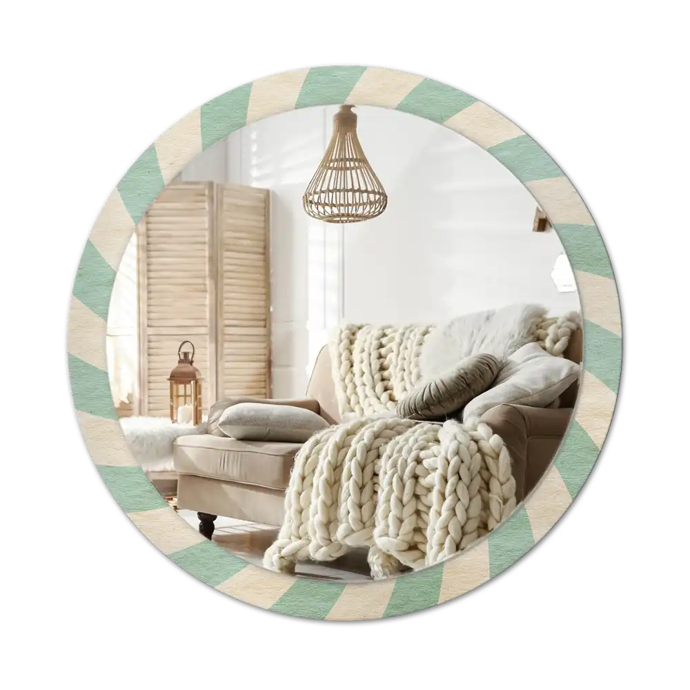 Round mirror frame with print Retro pastel pattern