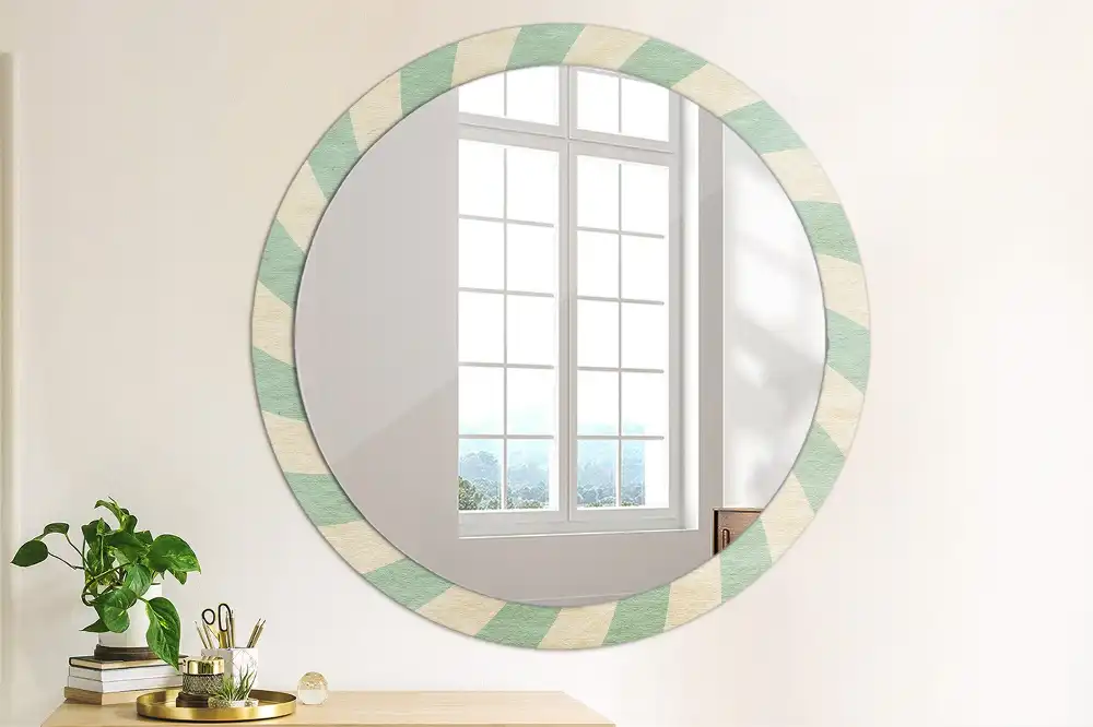 Round mirror frame with print Retro pastel pattern