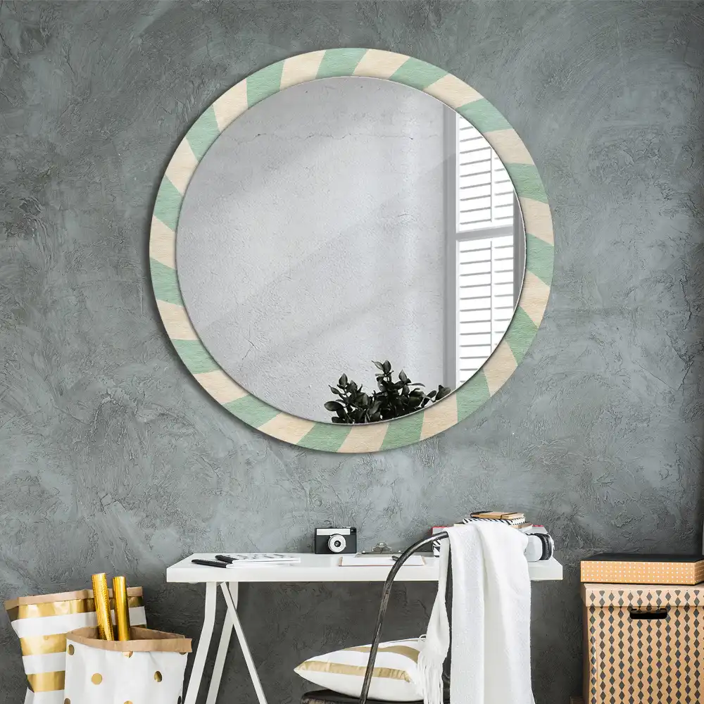 Round mirror frame with print Retro pastel pattern