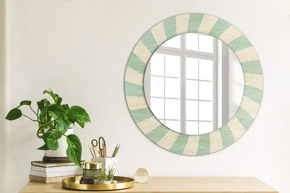 Round mirror frame with print Retro pastel pattern