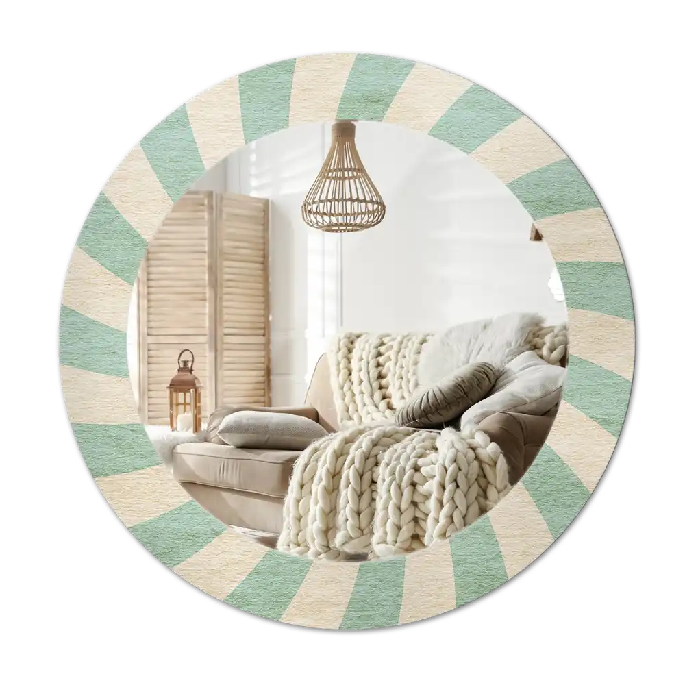 Round mirror frame with print Retro pastel pattern
