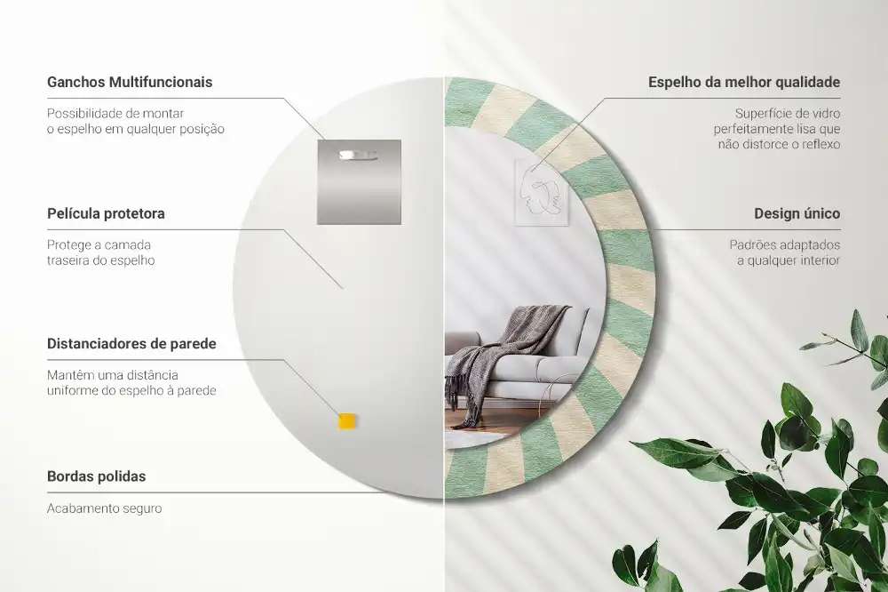 Round mirror frame with print Retro pastel pattern