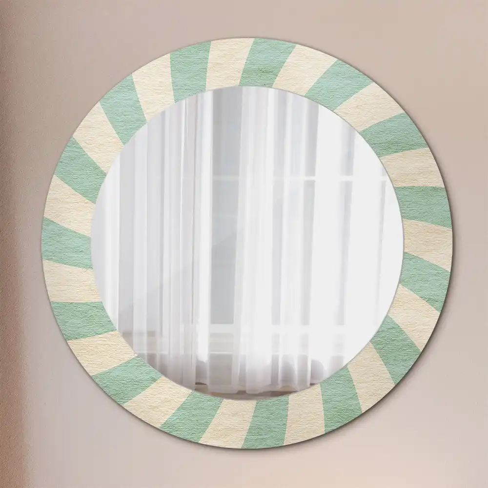 Round mirror frame with print Retro pastel pattern