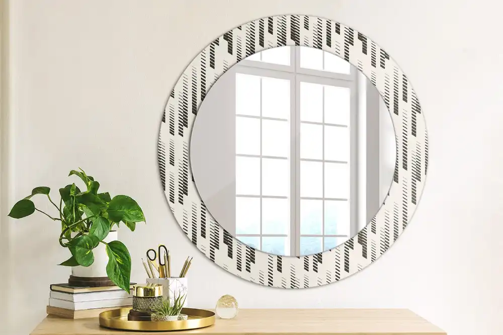 Round printed mirror Striped pattern