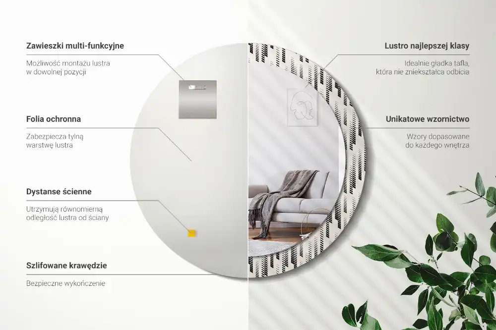 Round printed mirror Striped pattern