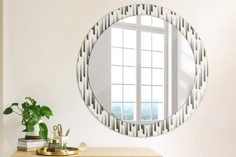 Round printed mirror Striped pattern