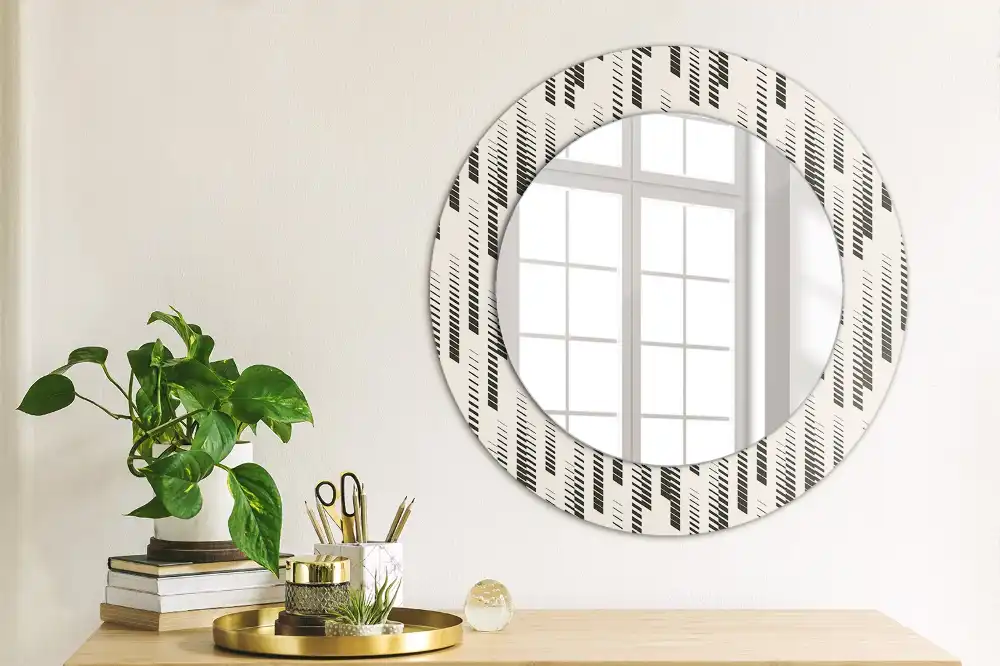 Round printed mirror Striped pattern