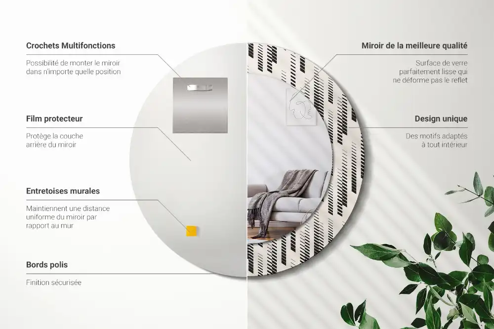 Round printed mirror Striped pattern