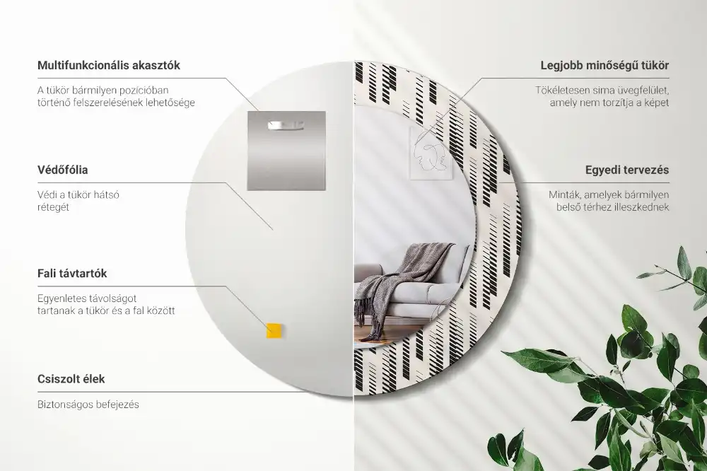 Round printed mirror Striped pattern