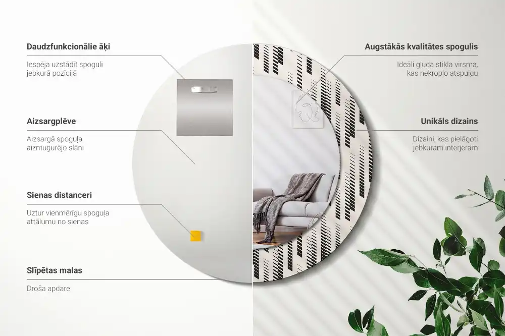 Round printed mirror Striped pattern