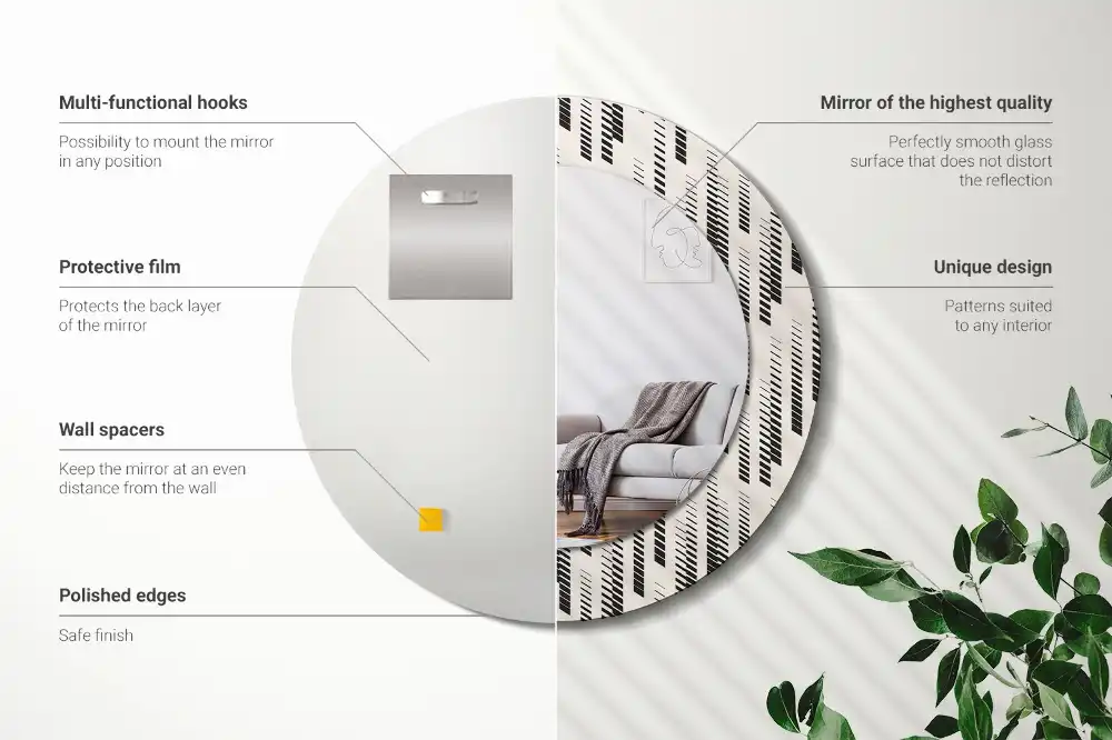 Round printed mirror Striped pattern