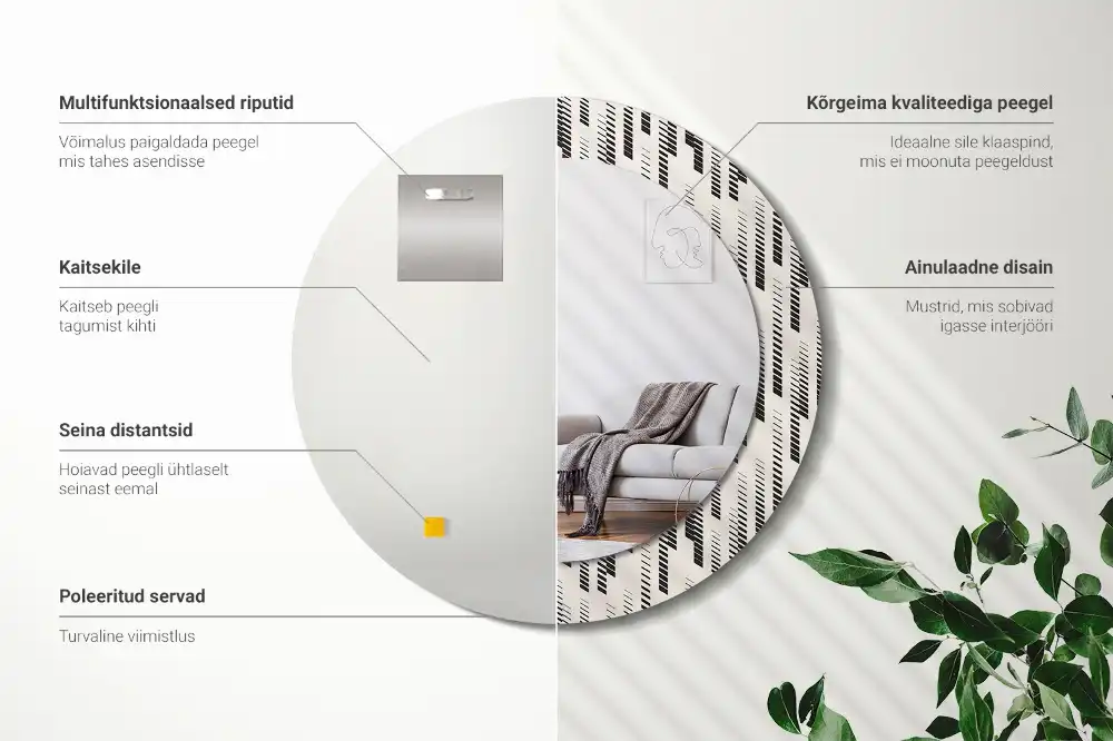 Round printed mirror Striped pattern