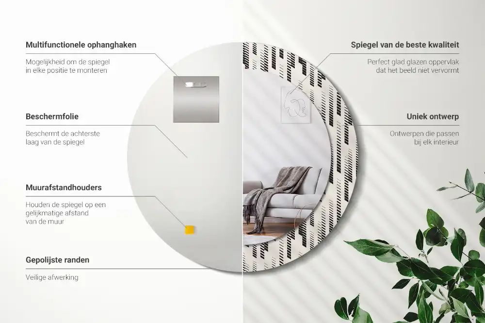 Round printed mirror Striped pattern