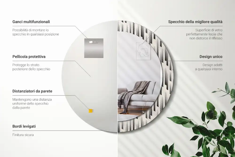 Round printed mirror Striped pattern