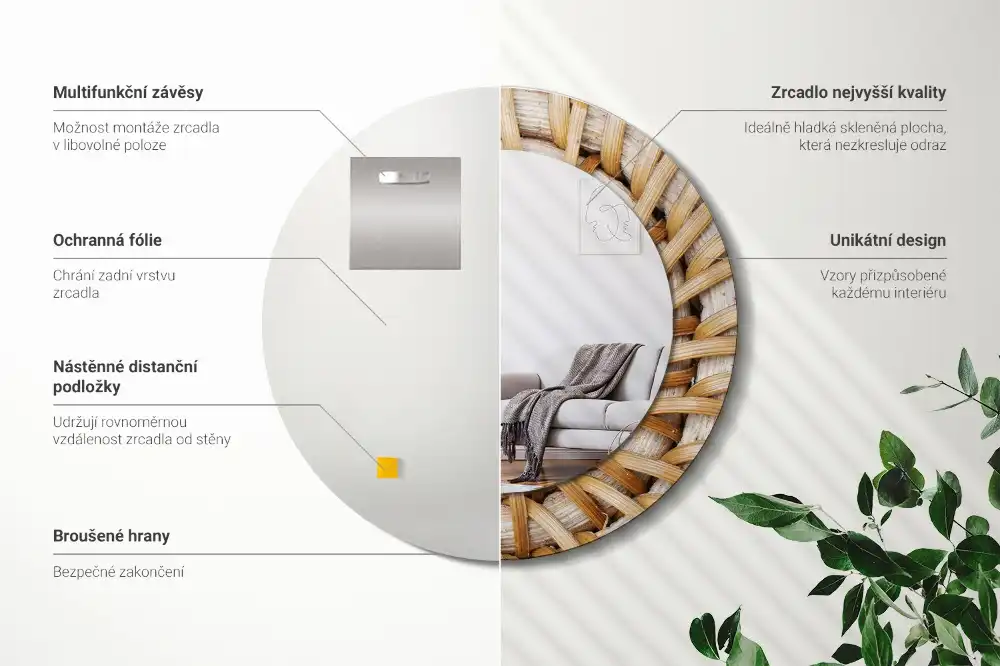 Round decorative mirror Braid