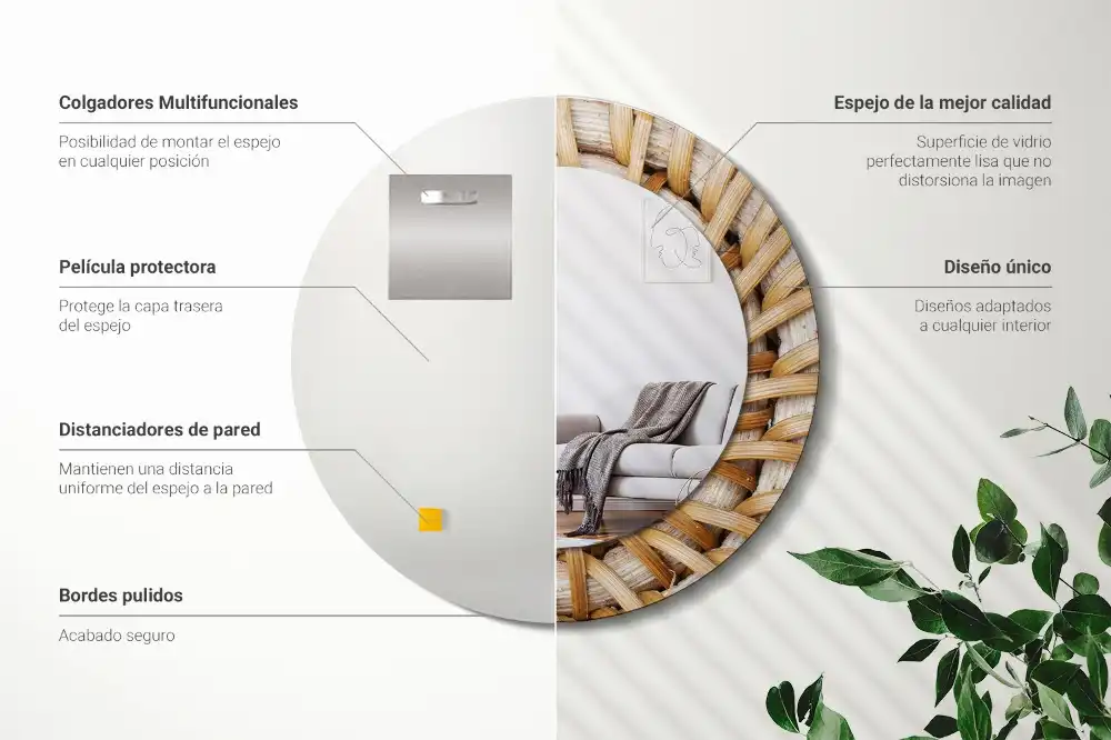 Round decorative mirror Braid