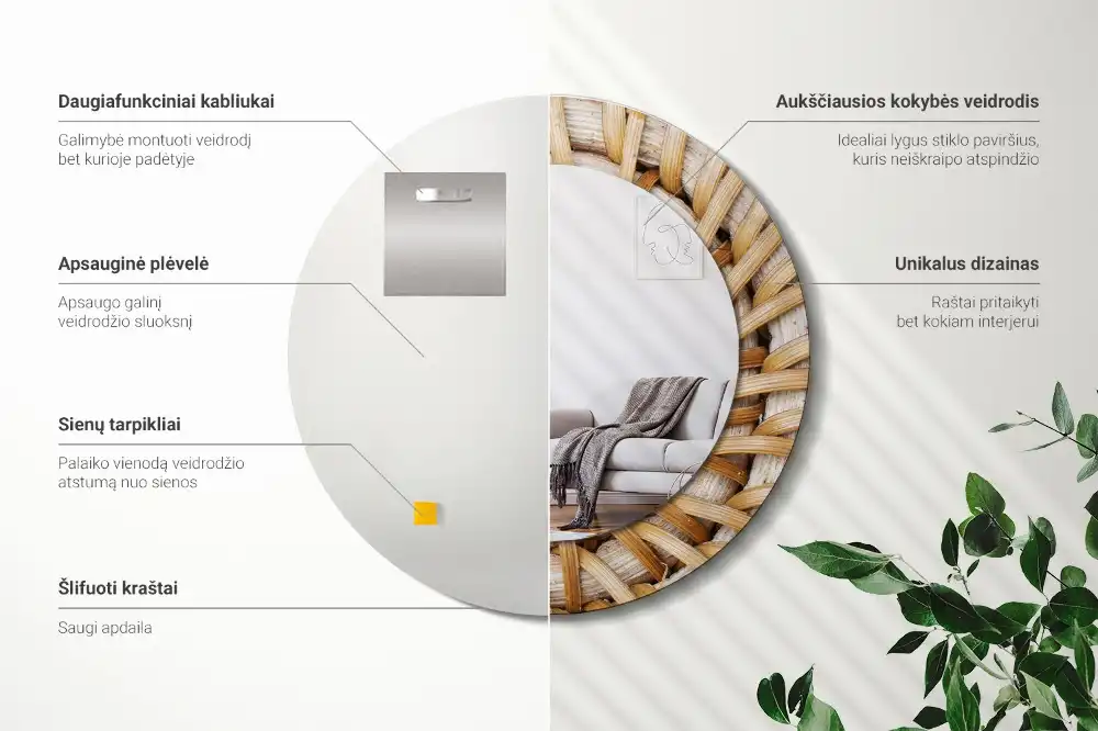 Round decorative mirror Braid