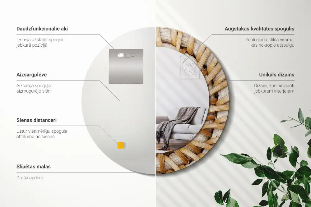 Round decorative mirror Braid