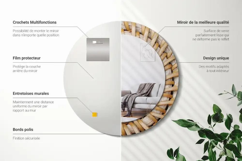 Round decorative mirror Braid