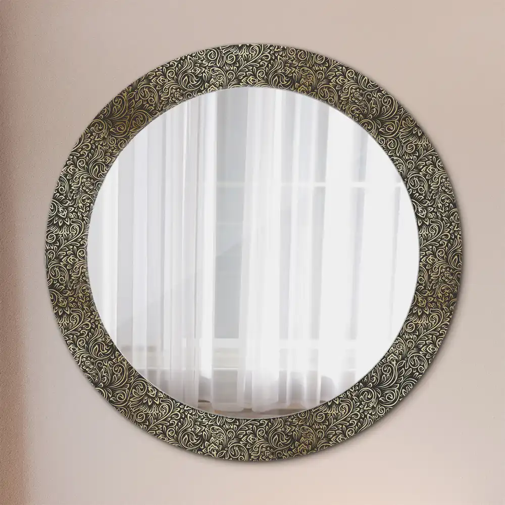 Round mirror frame with print Floral ornament