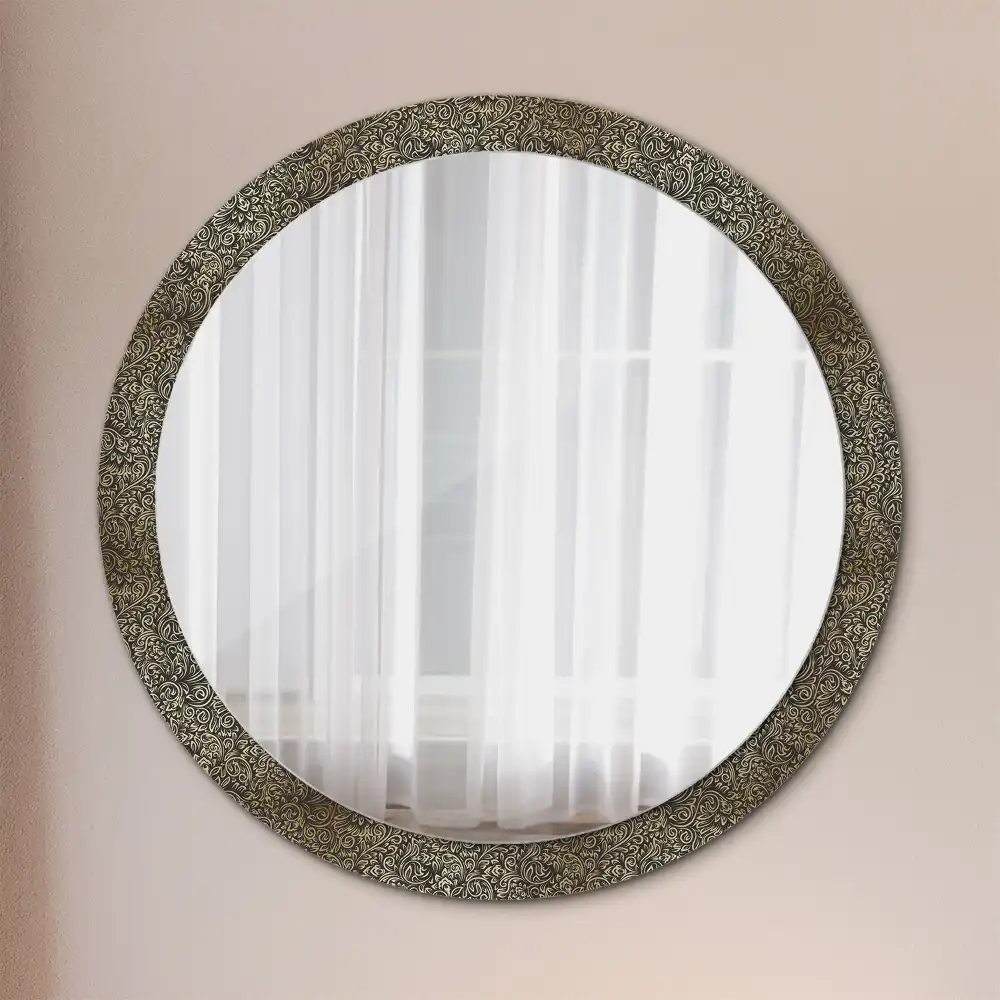 Round mirror frame with print Floral ornament
