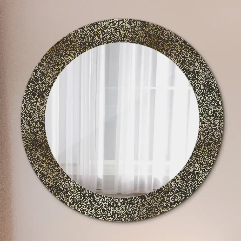 Round mirror frame with print Floral ornament