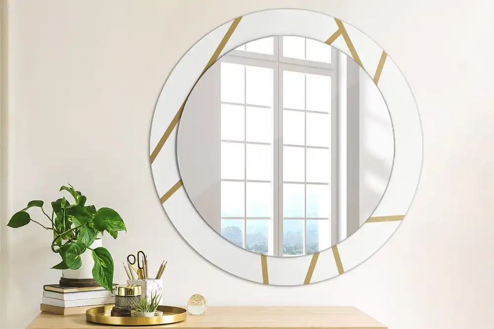 Round printed mirror Linear composition