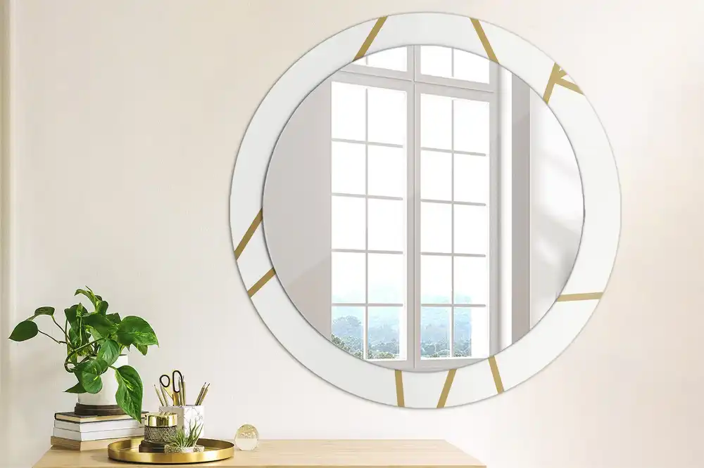 Round printed mirror Linear composition