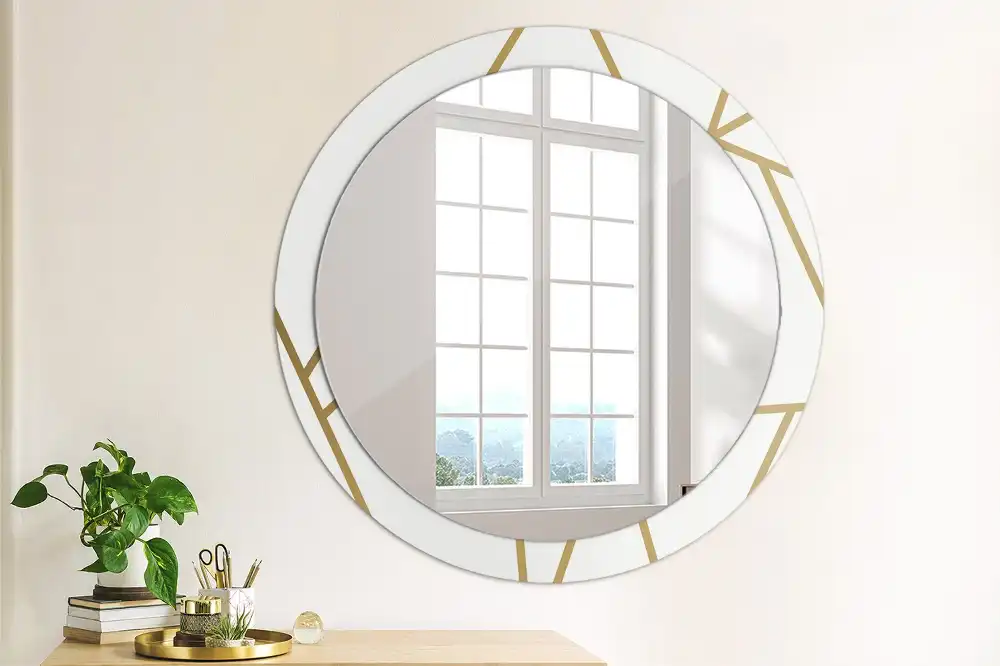 Round printed mirror Linear composition