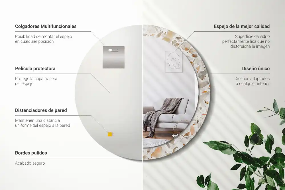 Round decorative mirror Terrazzo style