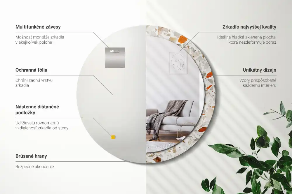 Round decorative mirror Terrazzo style