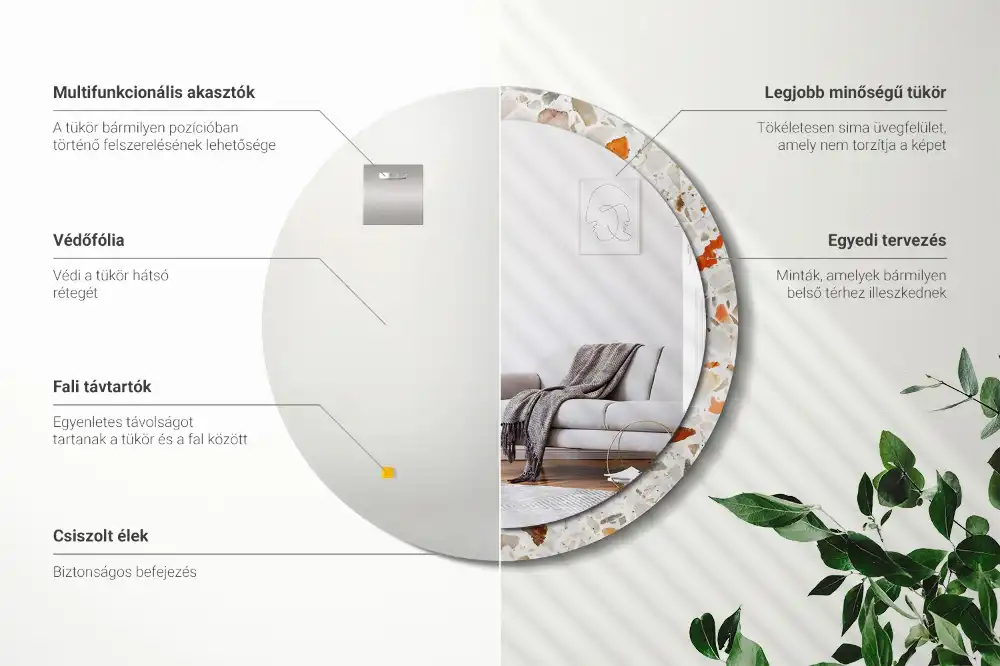 Round decorative mirror Terrazzo style