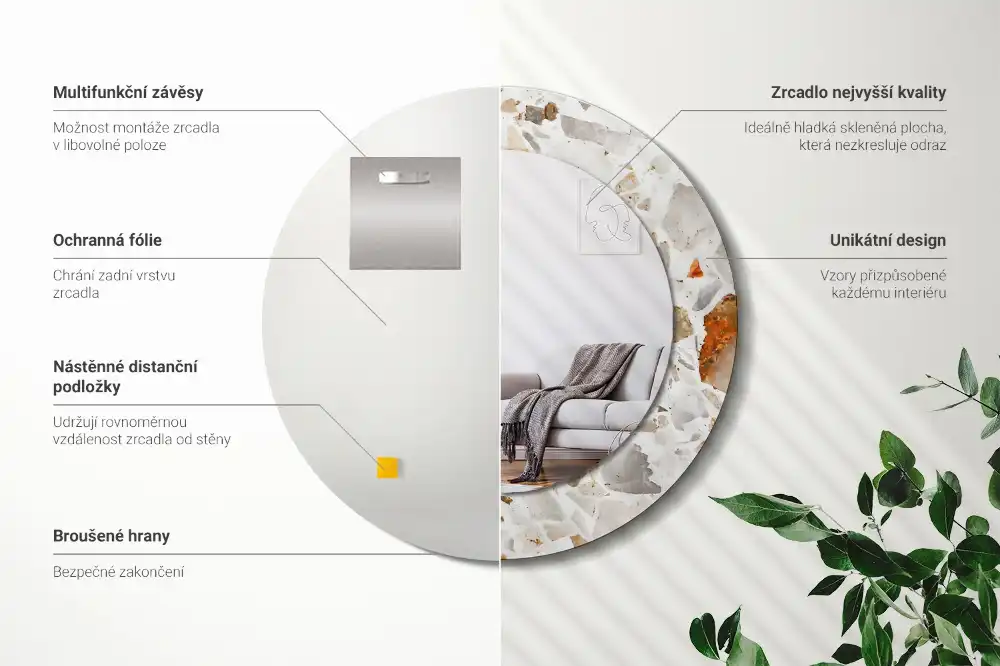 Round decorative mirror Terrazzo style