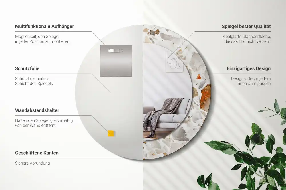 Round decorative mirror Terrazzo style