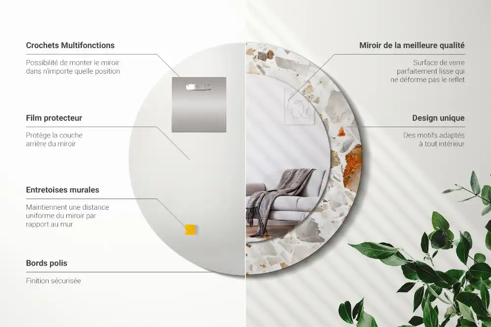 Round decorative mirror Terrazzo style