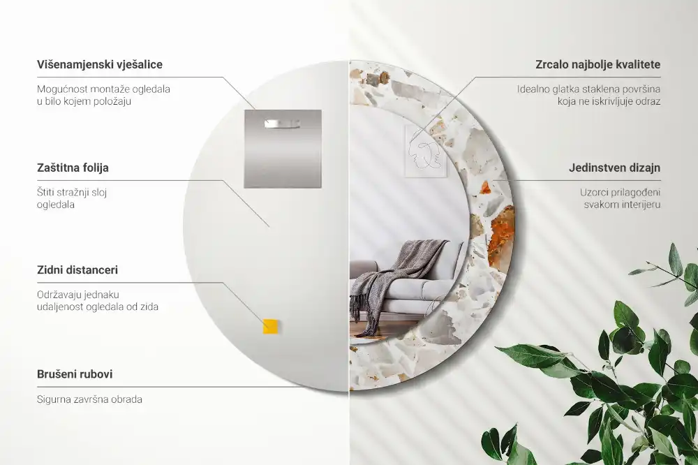Round decorative mirror Terrazzo style