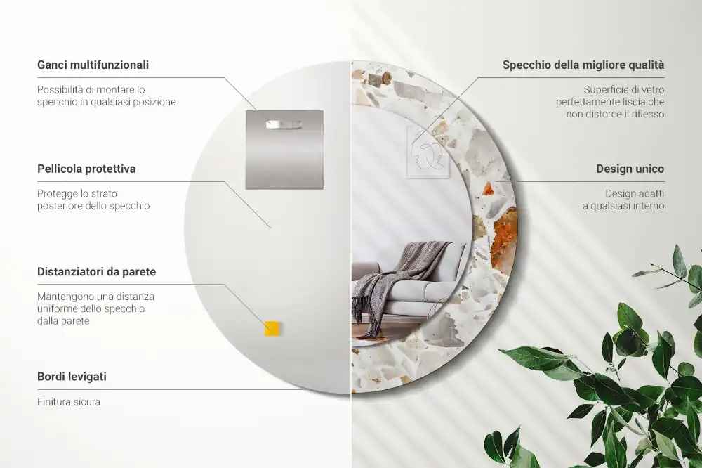 Round decorative mirror Terrazzo style