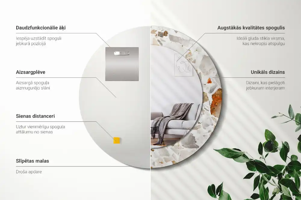 Round decorative mirror Terrazzo style