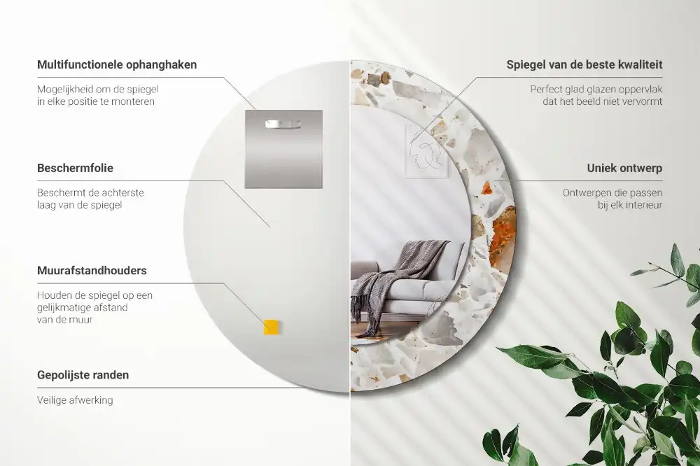 Round decorative mirror Terrazzo style