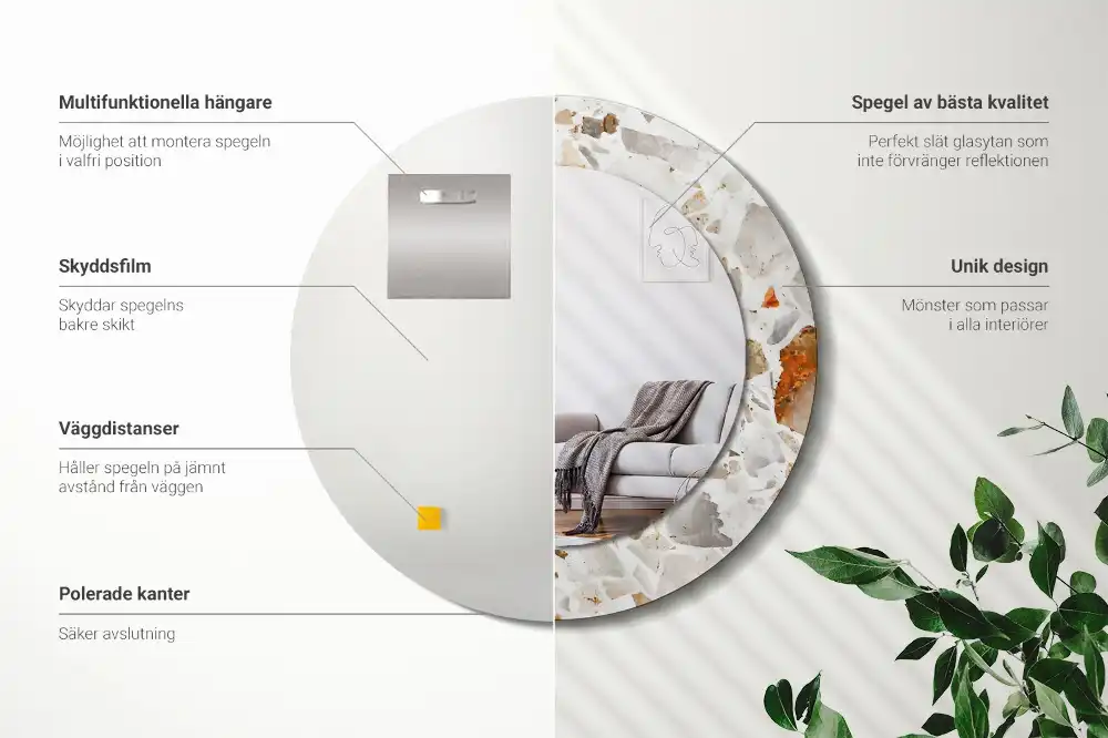 Round decorative mirror Terrazzo style
