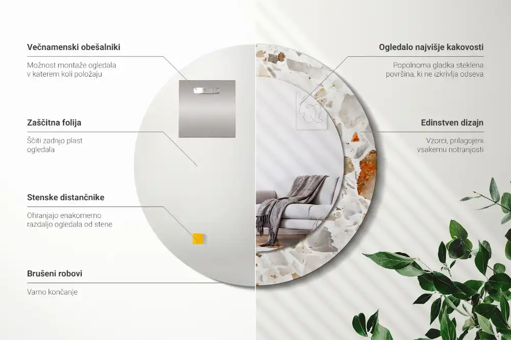 Round decorative mirror Terrazzo style