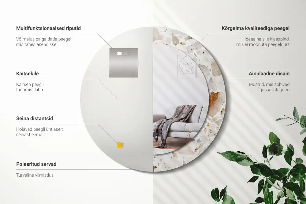 Round decorative mirror Terrazzo style