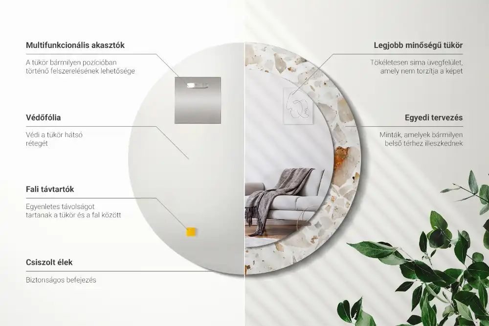 Round decorative mirror Terrazzo style