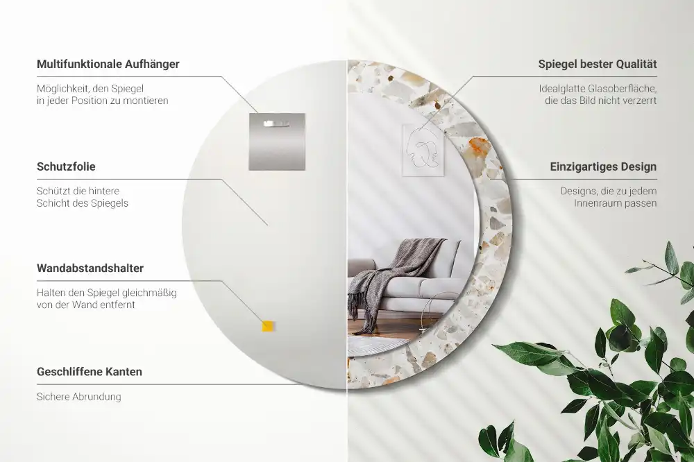 Round decorative mirror Terrazzo style