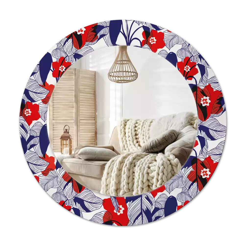 Round wall mirror decor Philodendrons