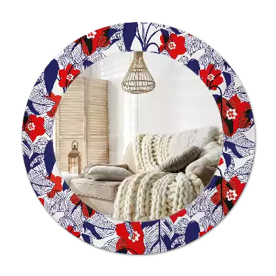 Round wall mirror decor Philodendrons