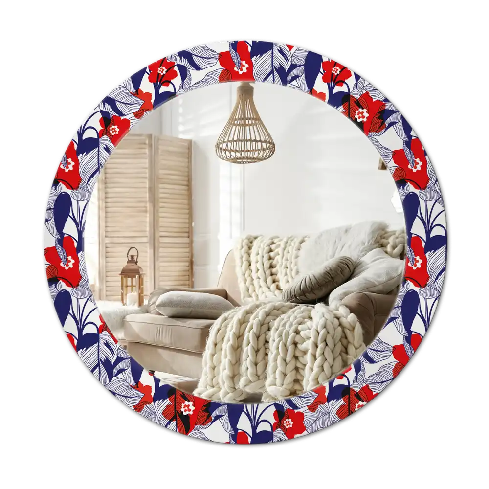 Round wall mirror decor Philodendrons