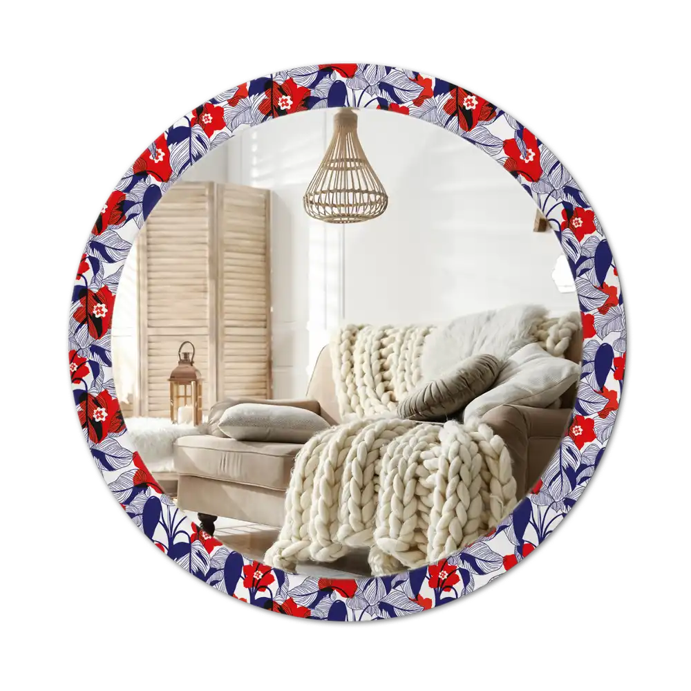 Round wall mirror decor Philodendrons