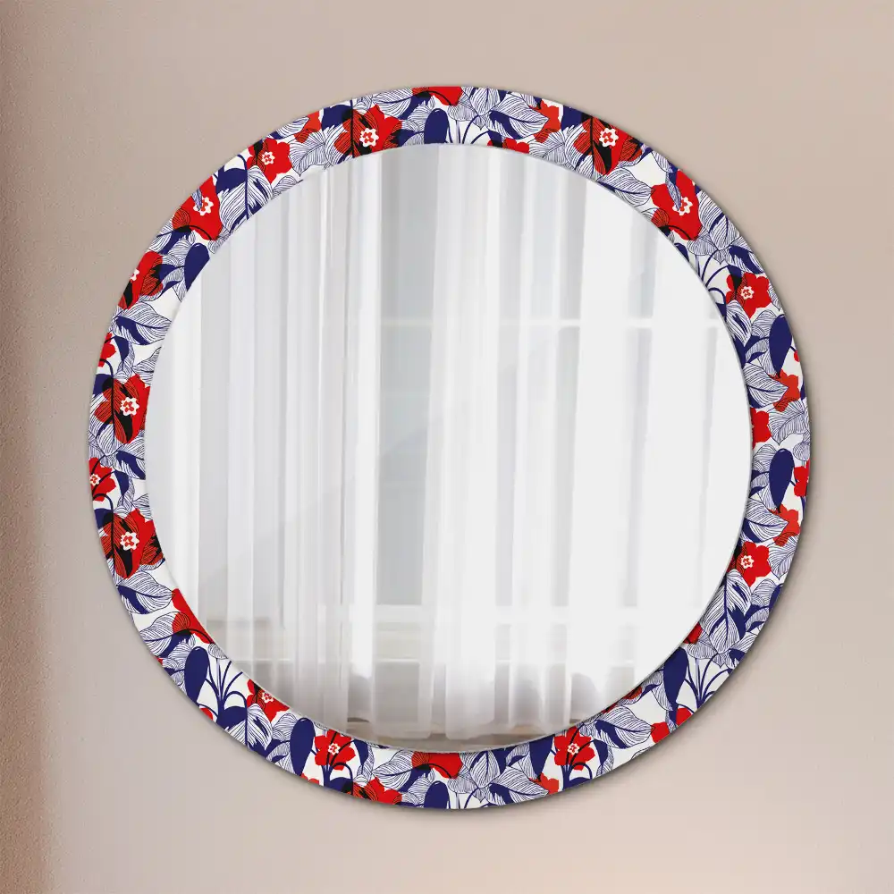 Round wall mirror decor Philodendrons